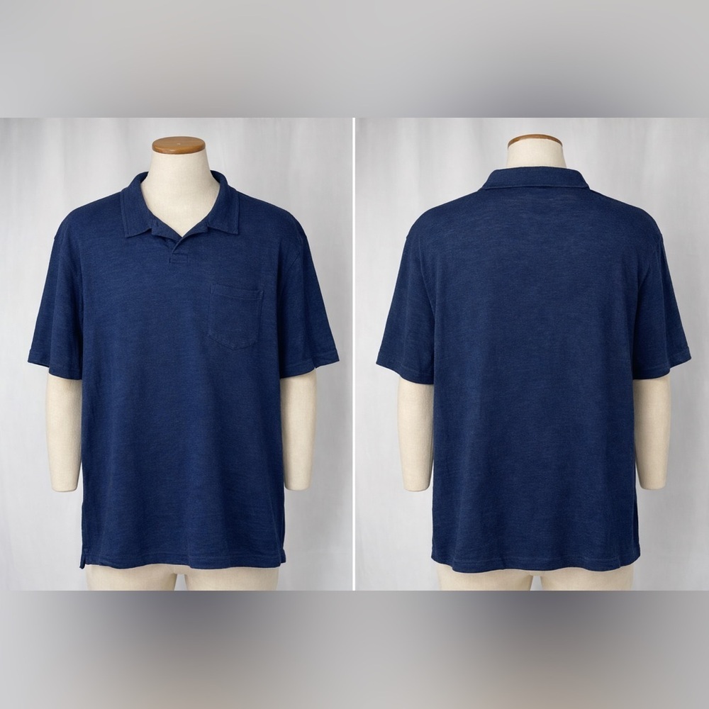 Todd Snyder XXL Blue 100% cotton Polo Shirt Slub Knit Short Sleeve Pocket Men’s